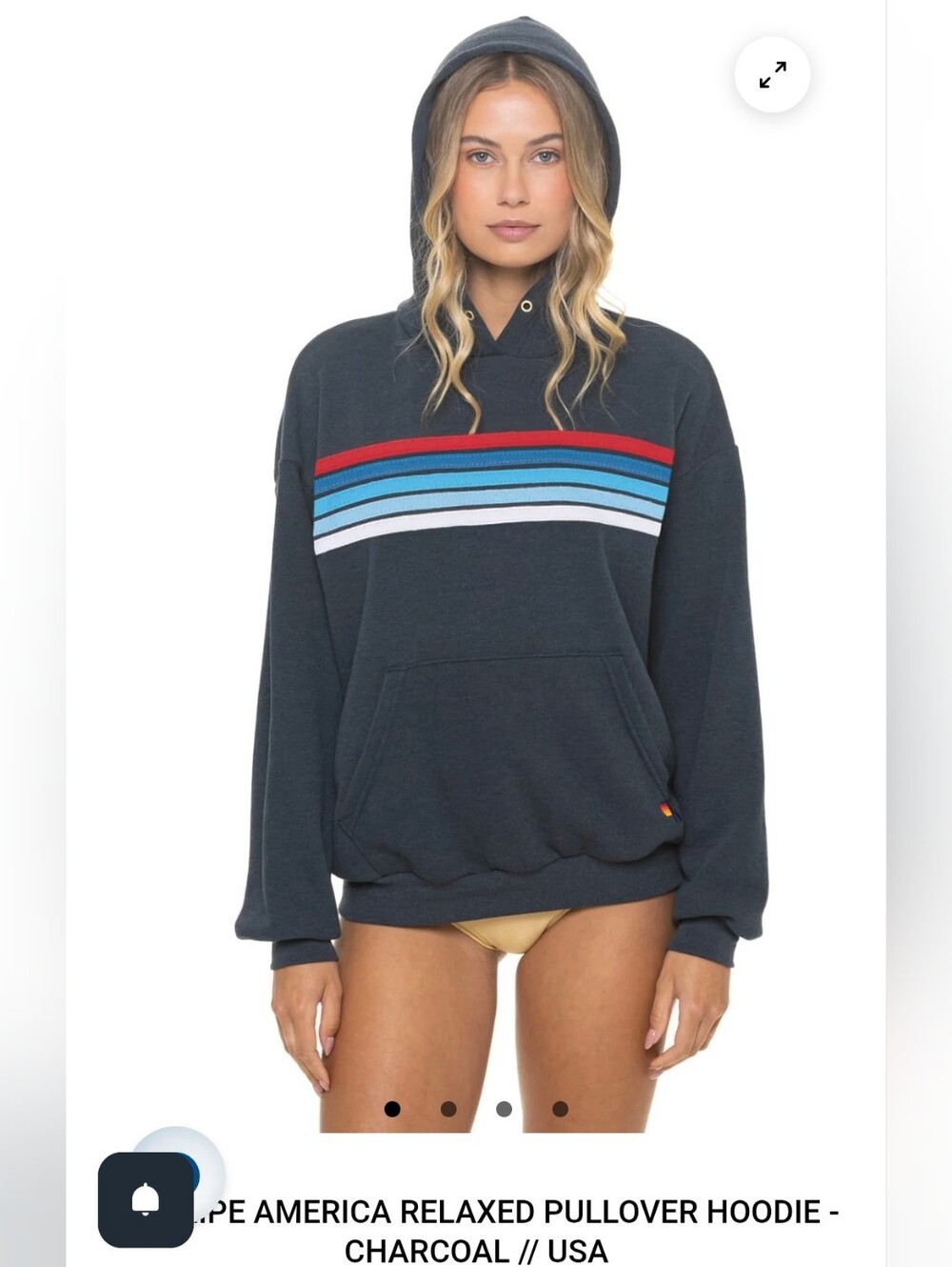 Aviator Nation 5-Stripe America Hoodie, Charcoal